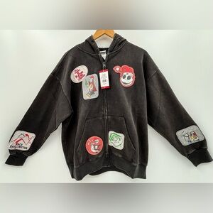 Disney Nightmare Before Christmas Multi-patch Full Zip Women's XL Hoodie NWT